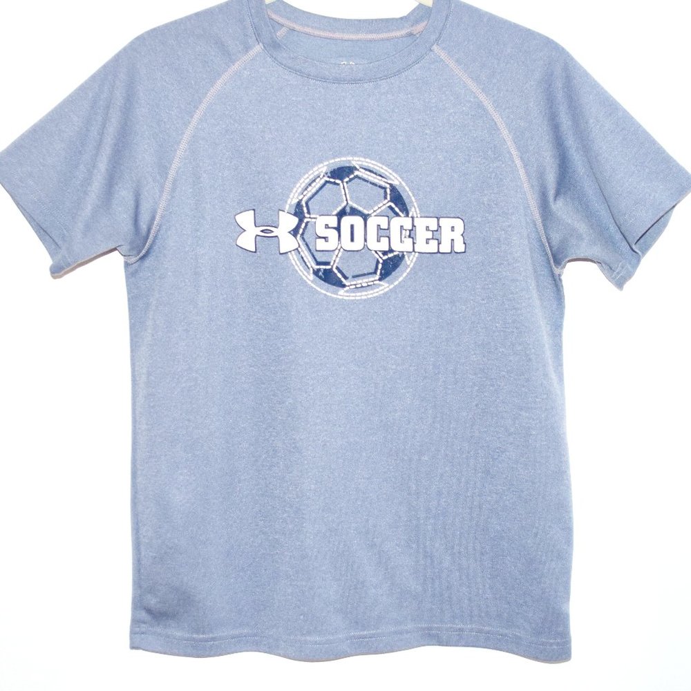 Under Armour Gray Short Sleeve T-Shirt with Soccer Ball - Medium